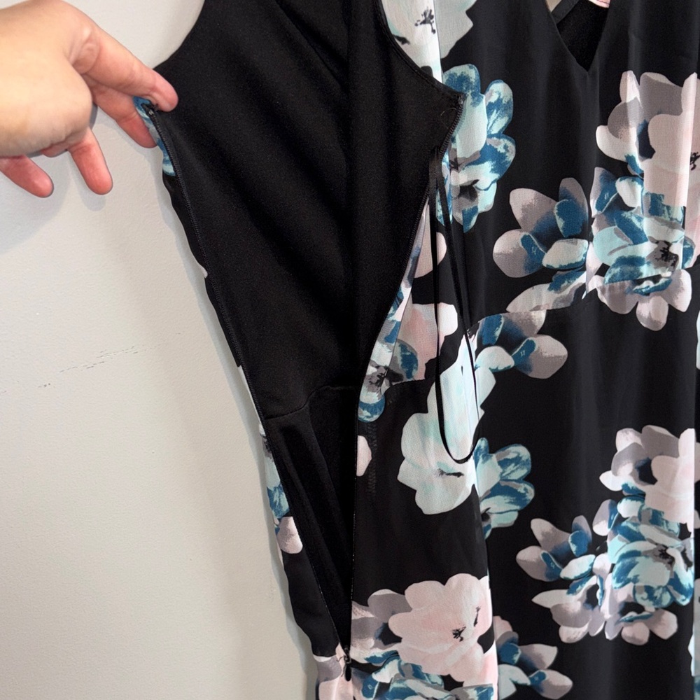 Ricki's Black High-Low Floral Midi Dress with Lace-Up Back - Picture 9 of 11